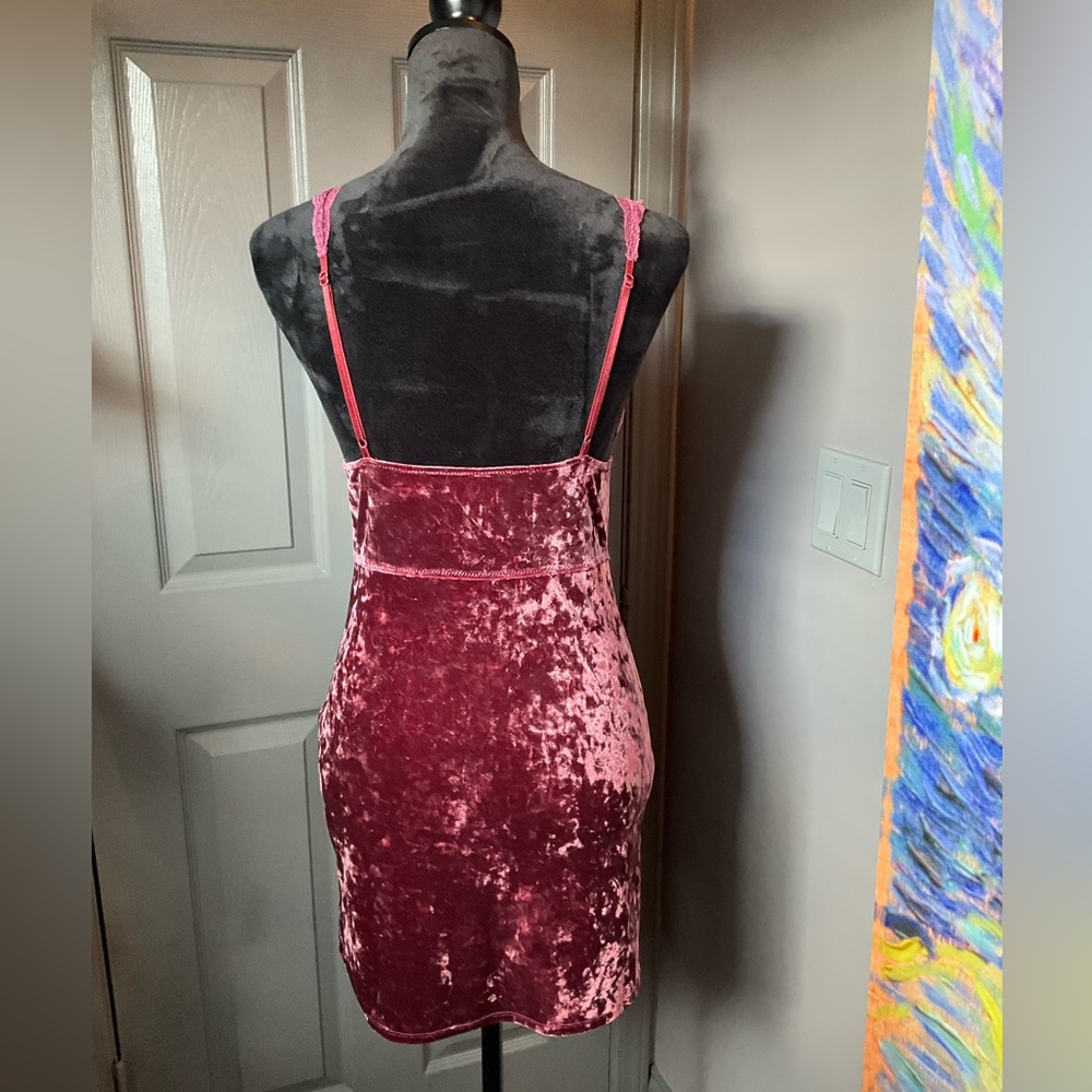 Free People Intimately medium raspberry wine velvet mini dress - Picture 4 of 6